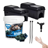 Rodent Rat Mouse Single Feed Killer Poison Bait Blocks with Discreet Bait Station Box (2 Solo Boxes + 300g Blue Block Tub) - Moth Control