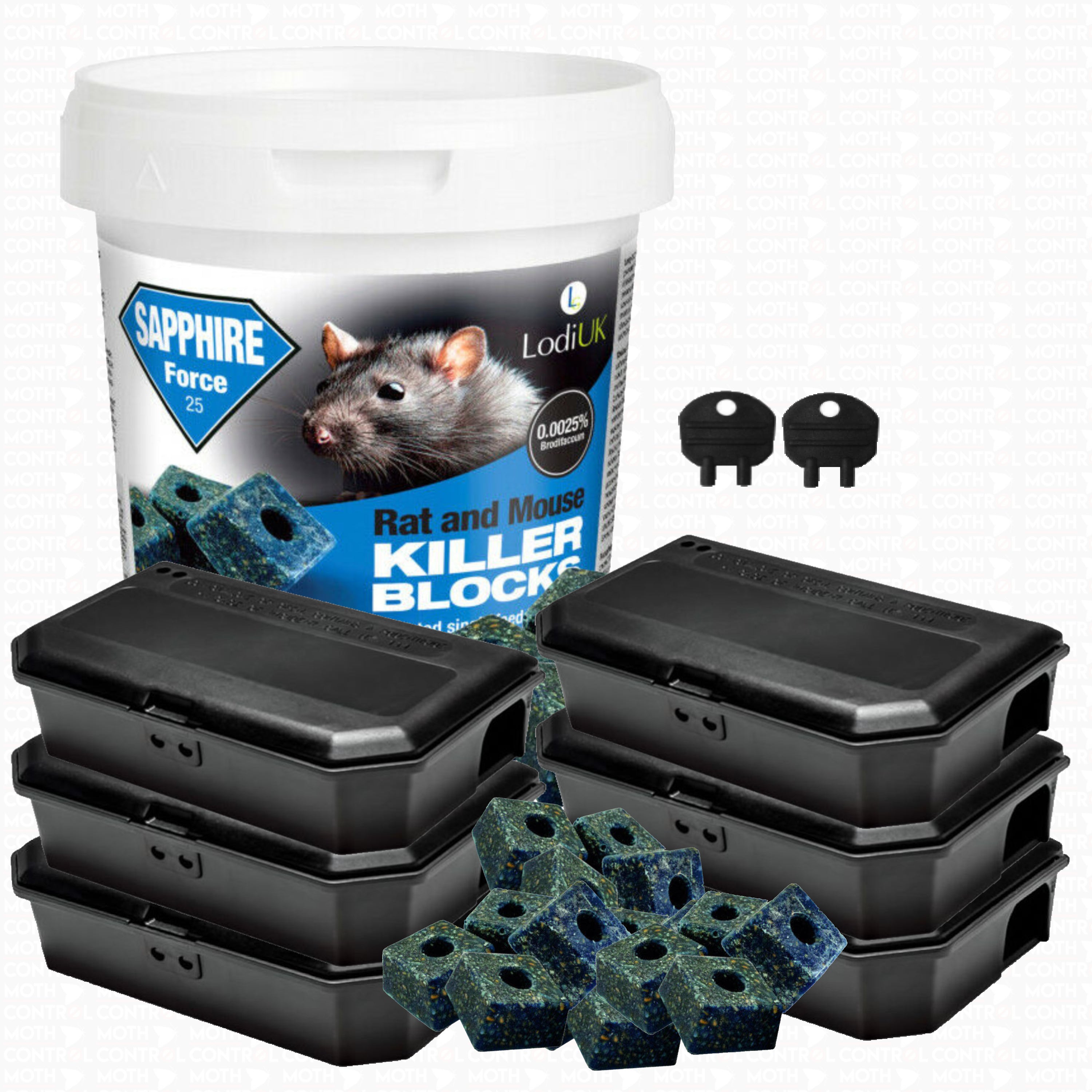 Mouse Poison Bait Box Kit (6 Boxes & 300g Block) – Moth Control