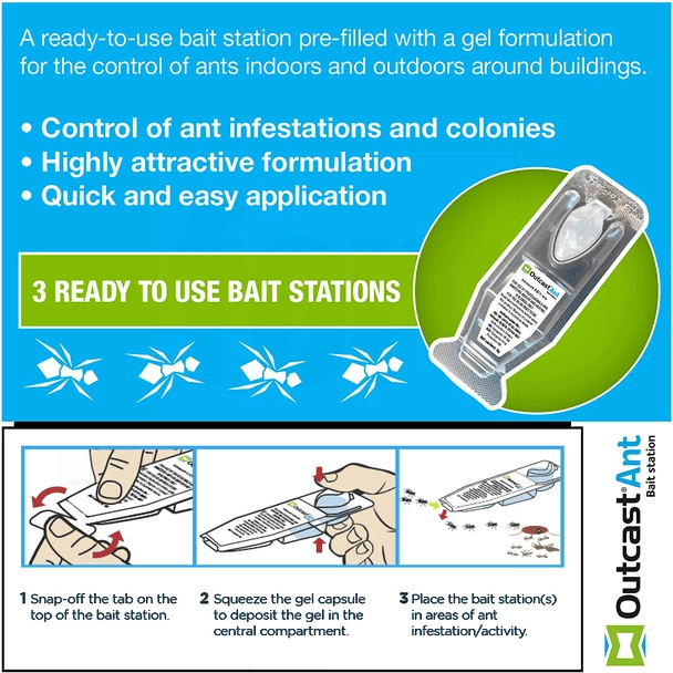 Professional Ant Trap - Outcast Ant Gel Bait Station - Black Garden Ants Killer (Pack of 3) - Moth Control Professional Ant Trap - Outcast Ant Gel Bait Station - Black Garden Ants Killer (Pack of 3) - Moth Control