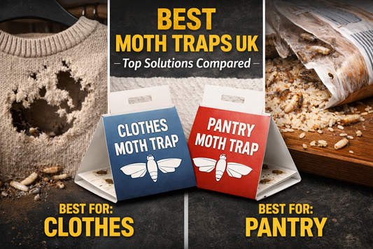 Best moth traps UK comparison showing clothes moth traps pantry traps and infestation signs