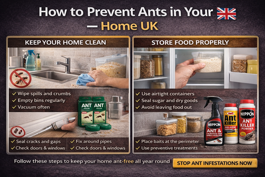 How to prevent ants UK showing clean kitchen sealed entry points and ant control prevention steps