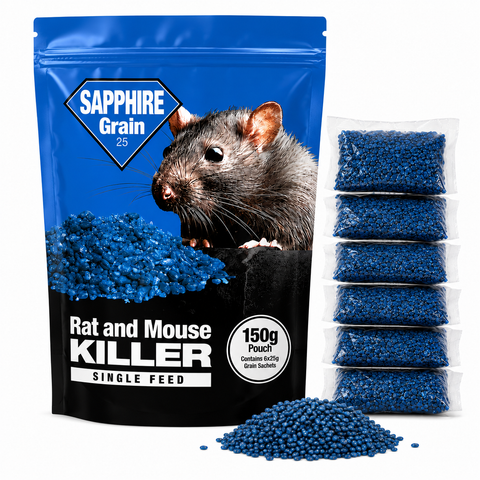 Rat & Mouse Poison Grain Bait – 6x25g | Brodifacoum Single-Feed