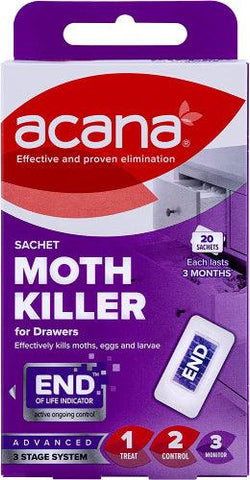 Acana Sachet Moth Killer & Lavender Freshener - 20 Sachets - Moth Control