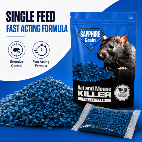 Rat & Mouse Poison Grain Bait – 6x25g | Brodifacoum Single-Feed