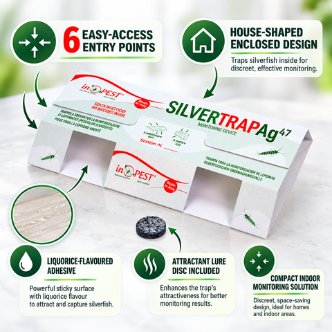 Silverfish Sticky Traps with Attractant Lure Discs – Indoor Monitoring