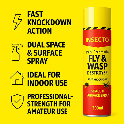 Insecto Pro Formula Fly & Wasp Killer Spray – 300ml Aerosol