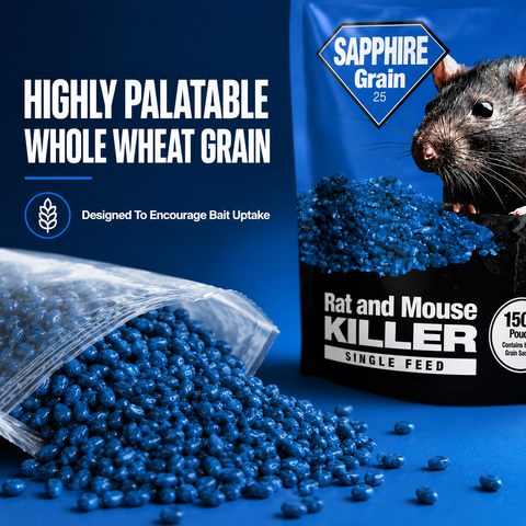 Rat & Mouse Poison Grain Bait – 6x25g | Brodifacoum Single-Feed
