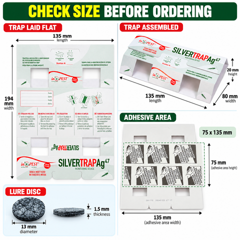 Silverfish Sticky Traps with Attractant Lure Discs – Indoor Monitoring