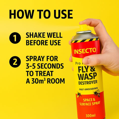 Insecto Pro Formula Fly & Wasp Killer Spray – 300ml Aerosol