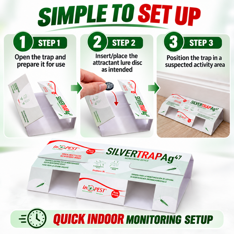 Silverfish Sticky Traps with Attractant Lure Discs – Indoor Monitoring