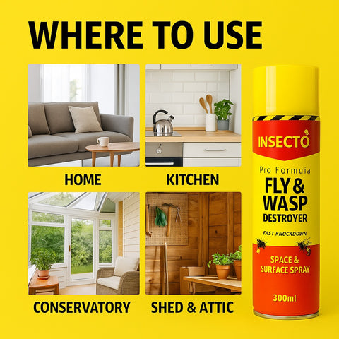 Insecto Pro Formula Fly & Wasp Killer Spray – 300ml Aerosol