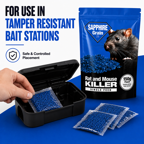 Rat & Mouse Poison Grain Bait – 6x25g | Brodifacoum Single-Feed