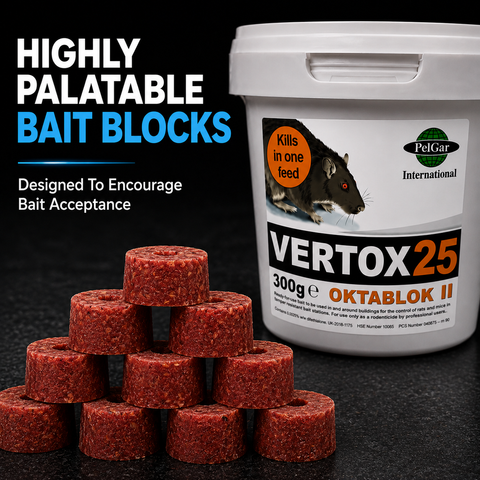 Rat & Mouse Poison Bait Blocks – 300g | Brodifacoum Rodenticide