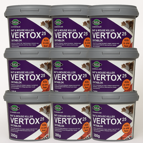 Vertox 25 Rat & Mouse Poison Bait – 300g x 12 | HSE Approved