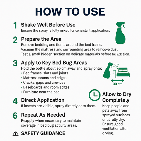Oa2Ki Bed Bug Area Spray 500ml – Water Based Low Odour Indoor Surface Spray