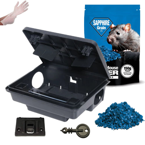 External Rat & Mouse Killer Control Rodent Poison Box Kit | Includes Wheat | Ready to Bait & Safe Around Children & Pets - Moth Control