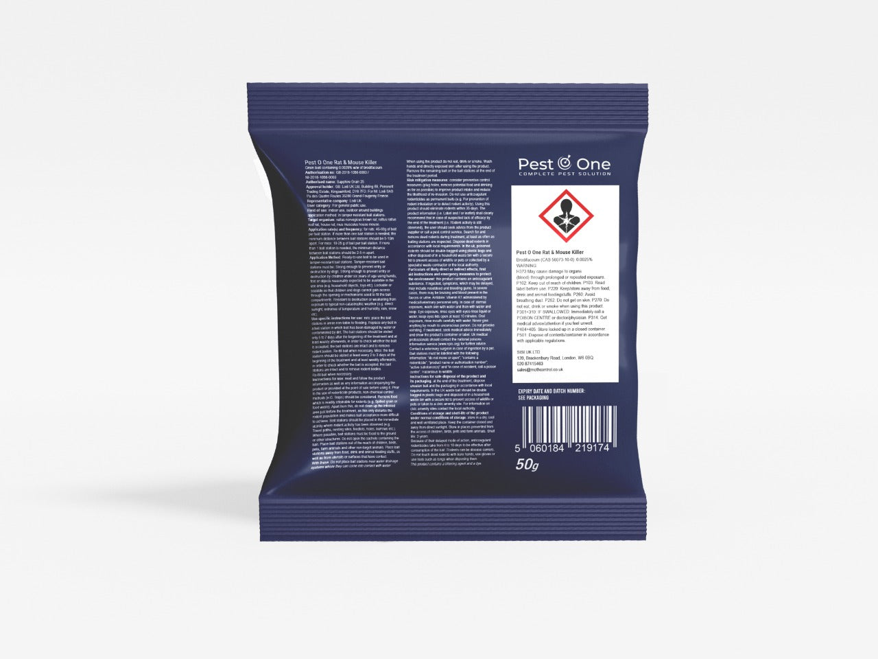 Rat & Mouse Poison Strongest Available Single Feed Poison Grain Pack in 50g Eco-friendly paper bag ( Pack of 10/20/30/40/50) - Moth Control