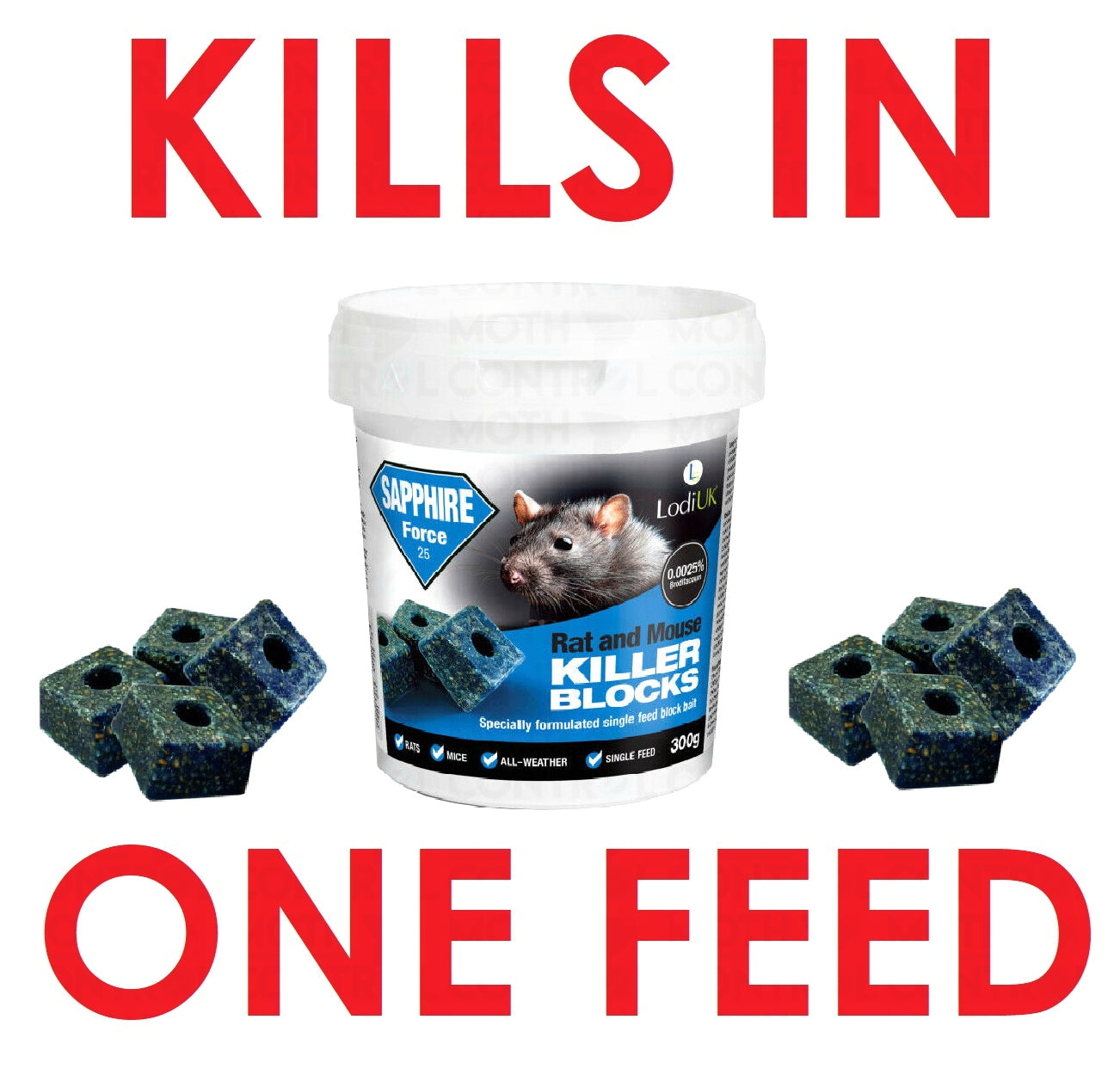 Wax Block Bait for Rat & Mouse Killer Poison Control - Indoor