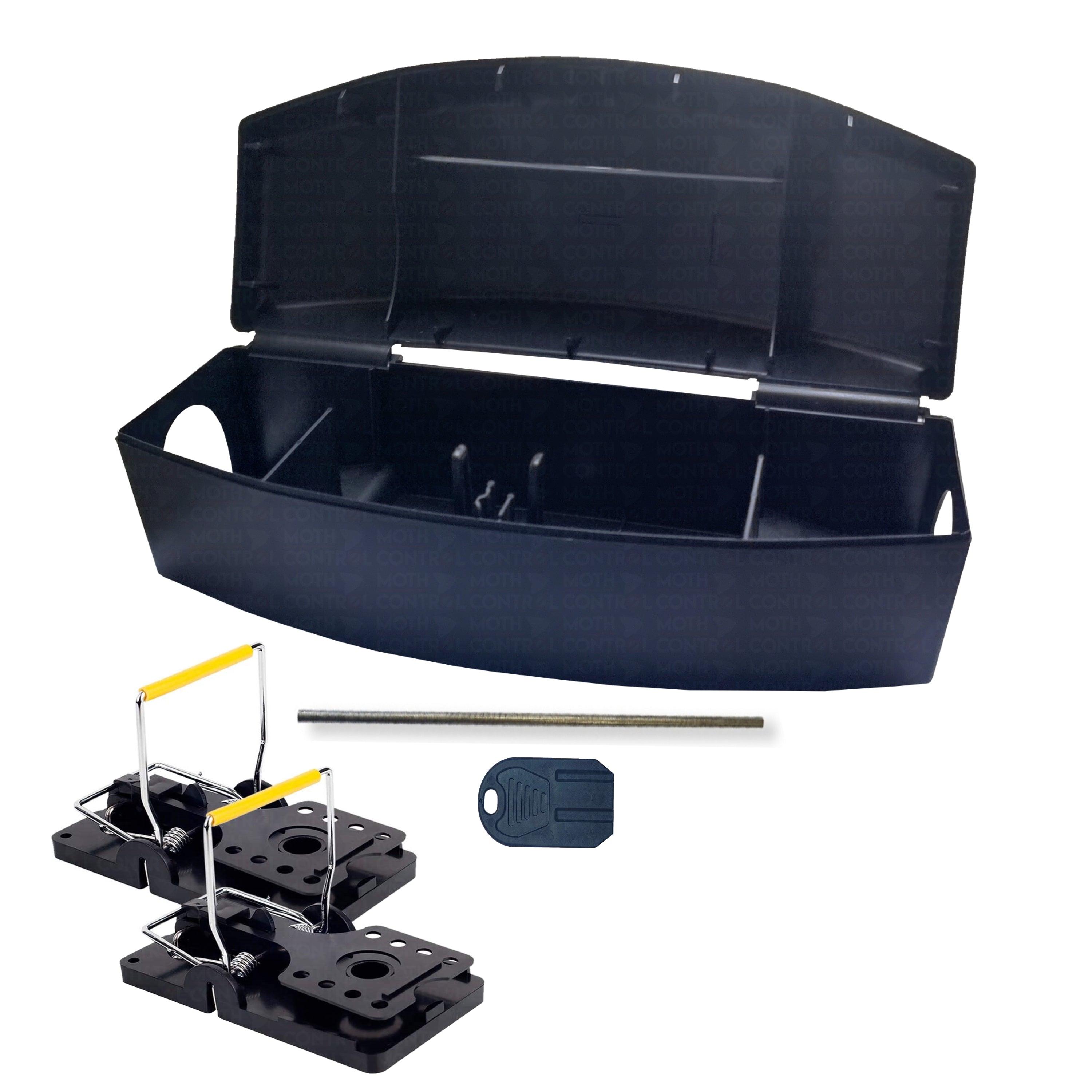 Rodent Bait Box with 2 Mouse Traps – Safe Pest Control – Moth Control