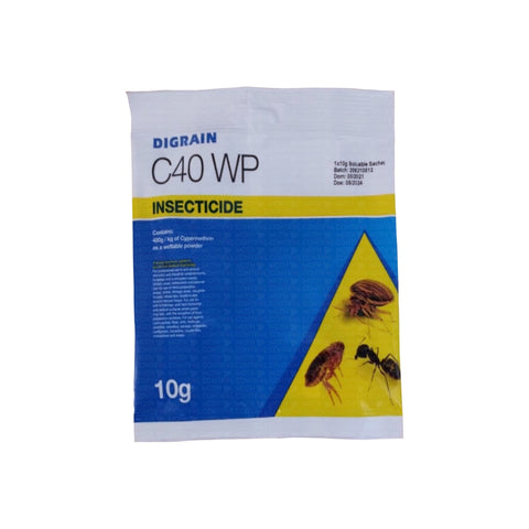 DIGRAIN C40 WP INSECTICIDE FOR WASPS, FLEAS, ANTS, BEDBUGS, COCKROACHES - All Insect Killer (15 x 10G) - Moth Control