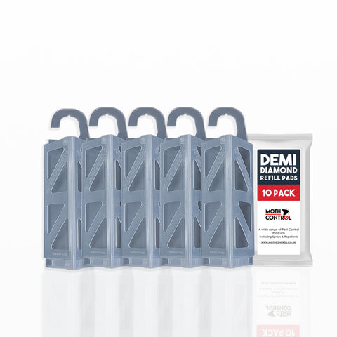 Clothes Moth Traps - 5 Holder & 10 Pads Demi Diamond technology