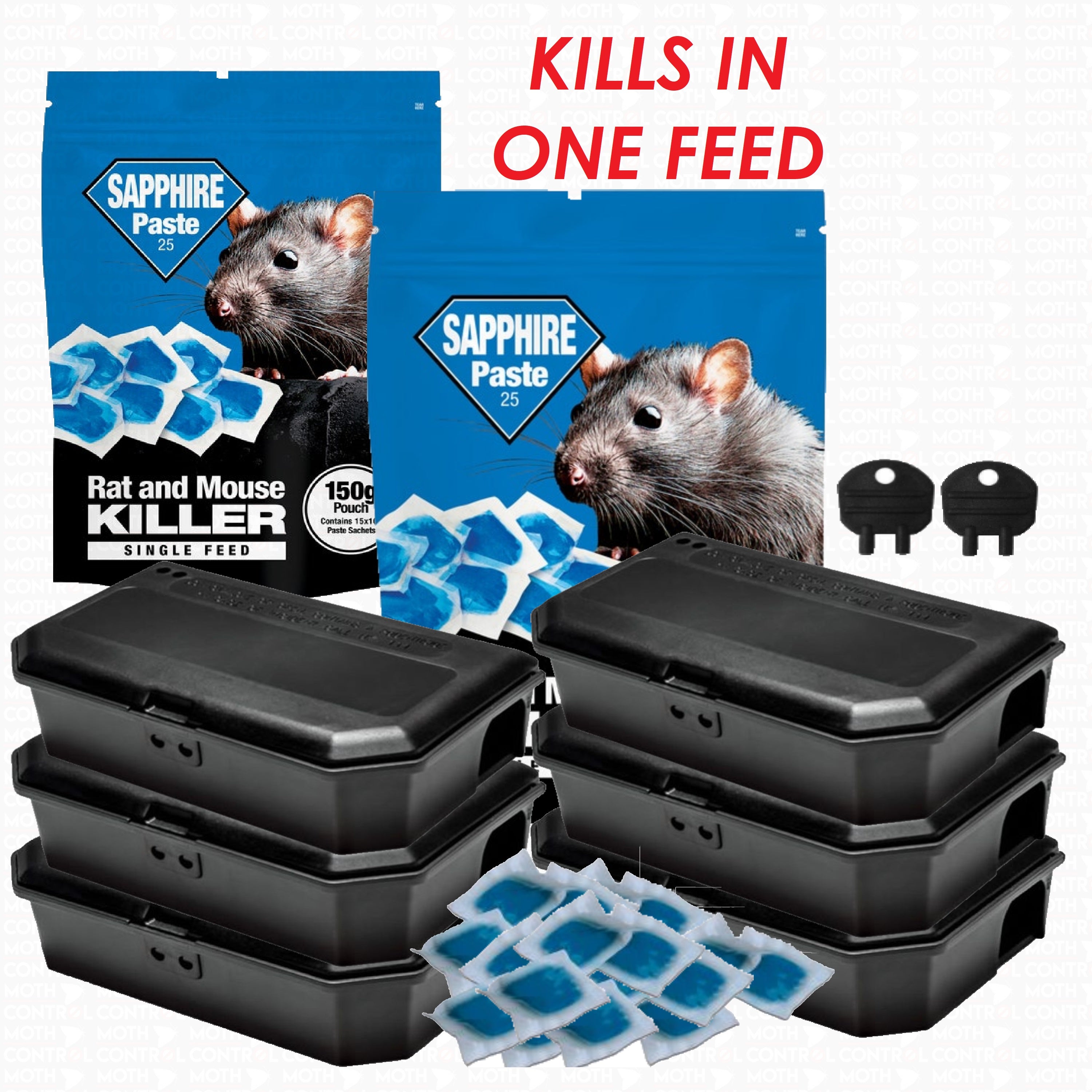 Black Tamper - Proof 6 Mouse Bait Boxes & 300g Pasta Sachet Mice