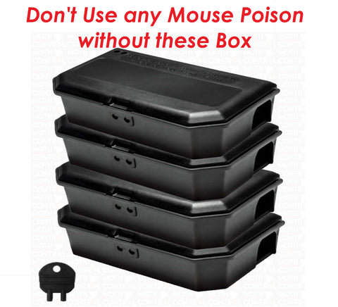 Mouse Tamper-Resistant Bait Boxes Black - Holds Mice Poison Safely Away from Children & Pets (Empty - No Rodent Bait Included) Pack of 20 - Moth Control