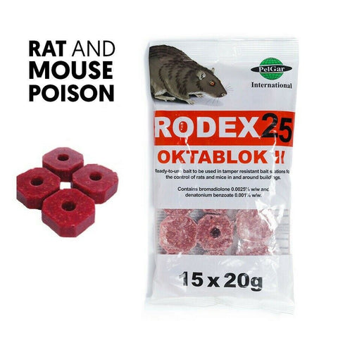 Wax Block Bait for Rat & Mouse Killer Poison Control - Indoor, Outdoor All-Weather Rodent Bait Station Refill Packs Oktablok II (300g x 10 Packs) - Moth Control