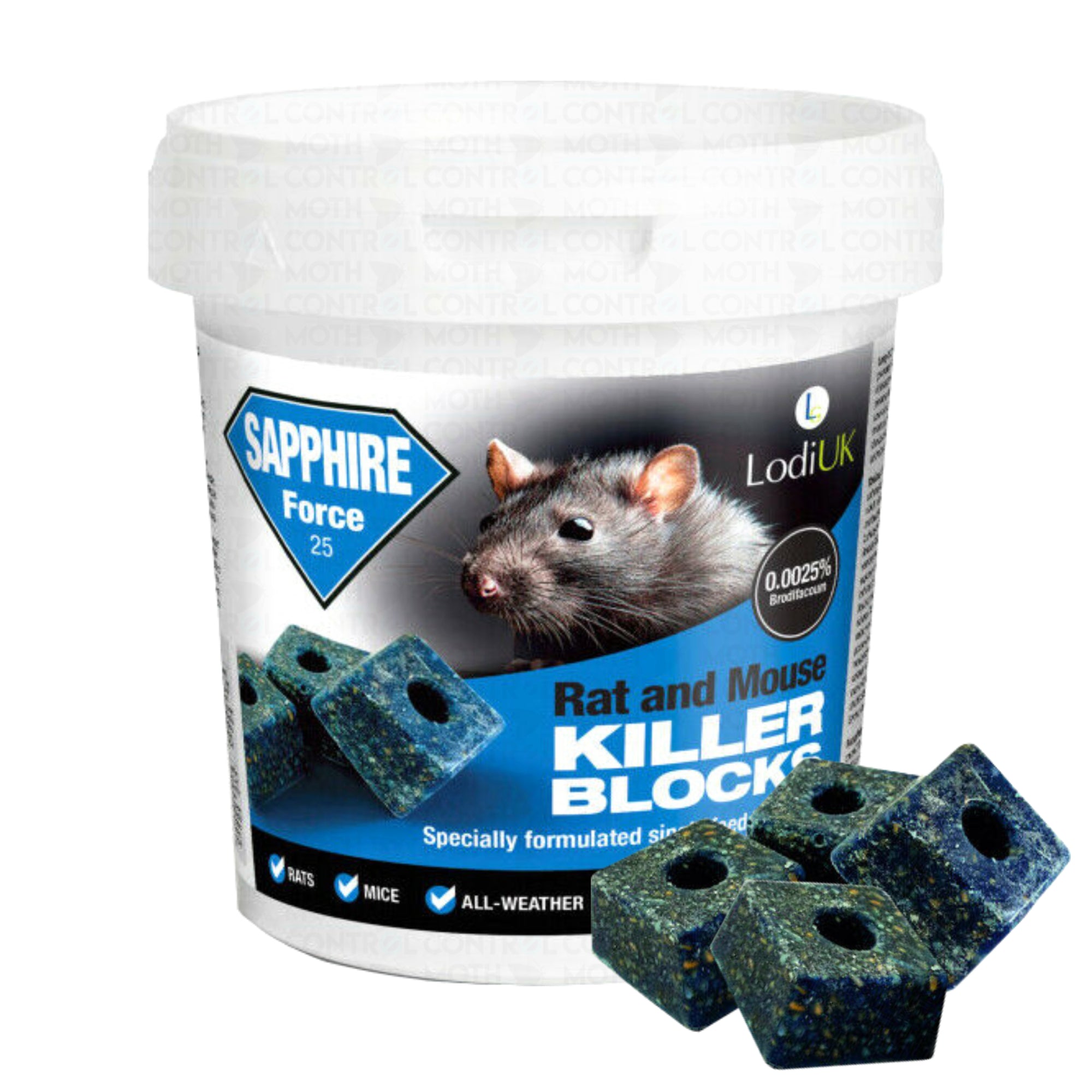 Advanced Rat Killer Poison Bait Blocks Single Feed Max Strength 300g + 1 Professional Tampered Proof Rat Bait Box - Moth Control