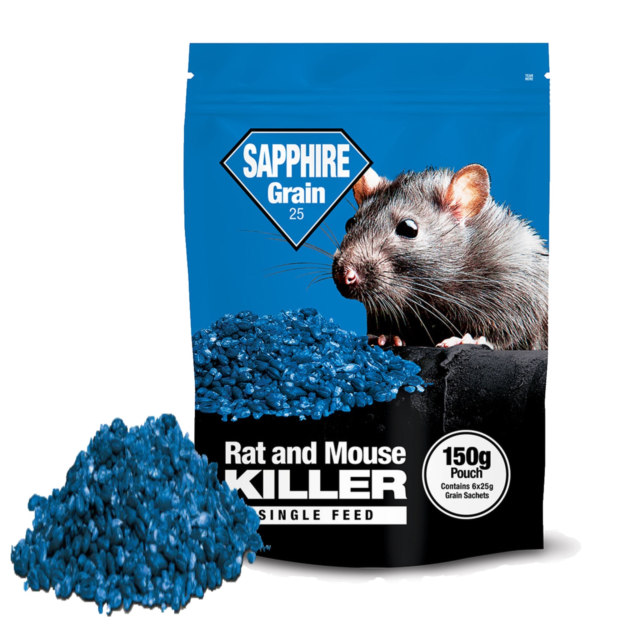 Rat Poison Rat Bait & Mouse Poison Grain - Strongest Maximum Strength Rodent Killer - Fast Acting, All Weather, Single Feed Bait Sachets 150g x 10 - Moth Control