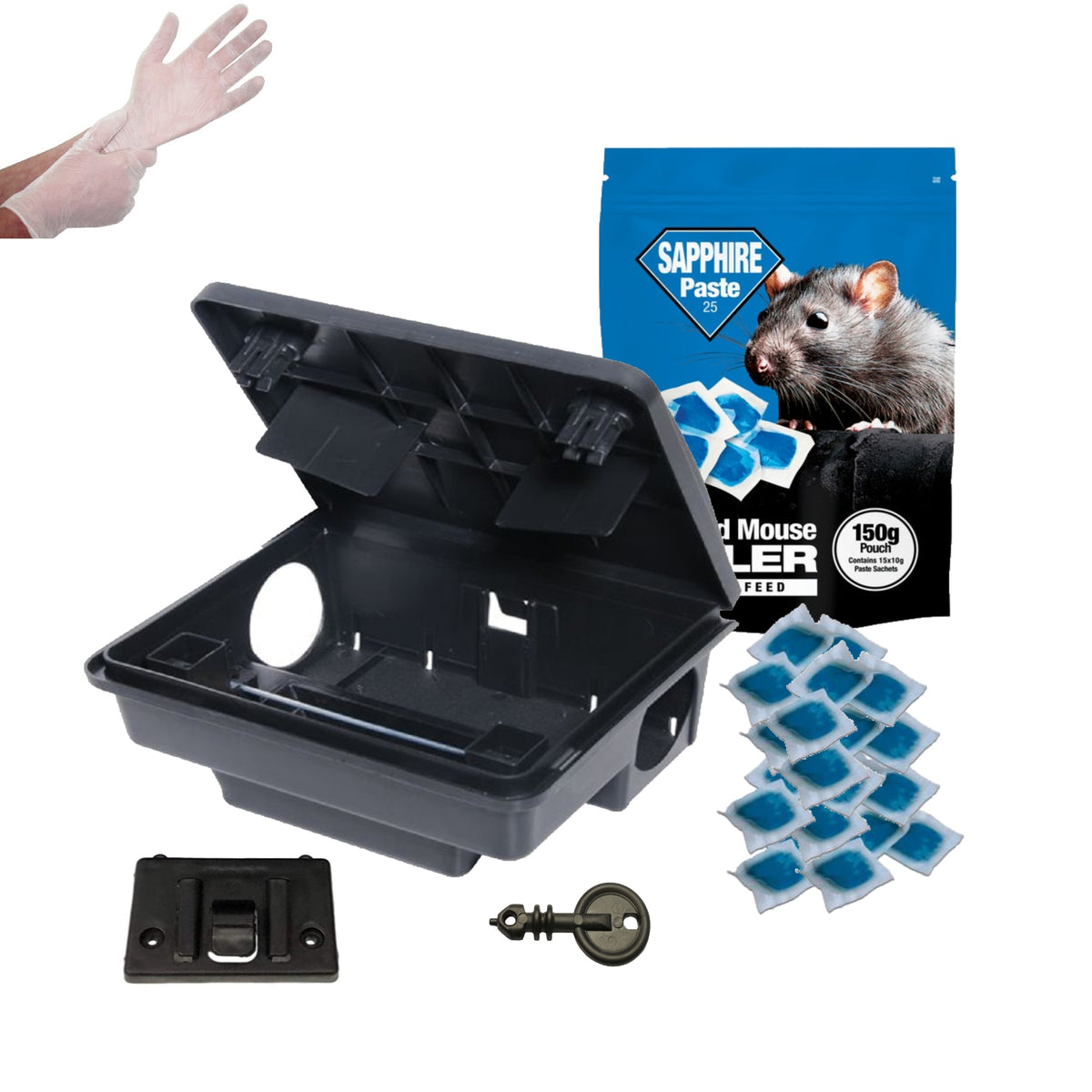 External Rat & Mouse Killer Control Rodent Poison Box Kit | Includes Pasta | Ready to Bait & Safe Around Children & Pets - Moth Control