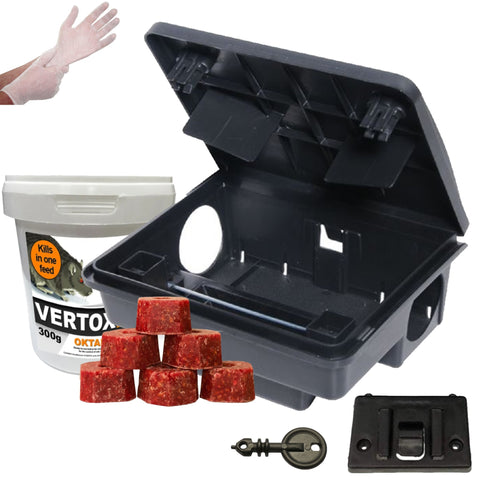 Professional Rat Mouse Mice Killer Poison Vertox Blocks & Rodent Bait Station Box Pest x 1 - Moth Control