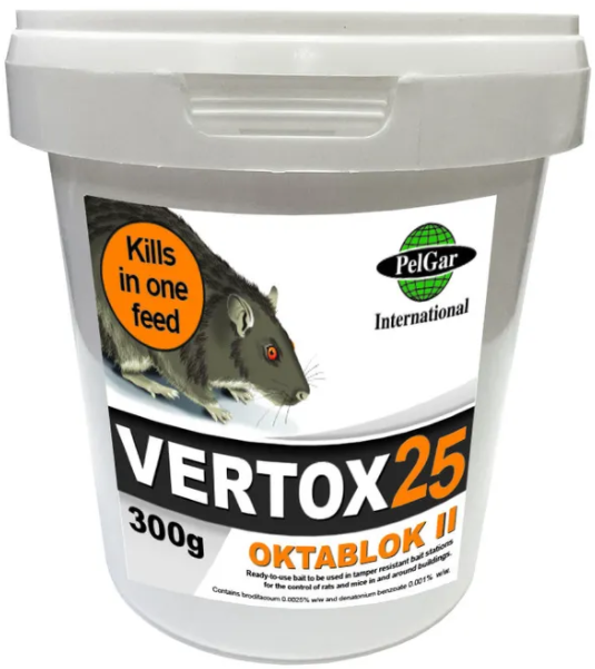 RAT POISON Single Feed Rat & Mouse Mice Killer Poison Rodent Vermin Bait Vertox Blocks 300g x 12 - Moth Control