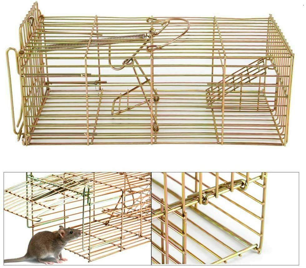 Rat Trap Squirrel Heavy Duty Metal Humane Live Bait Vermin Rodent Cage Catcher (Pack of 4) - Moth Control